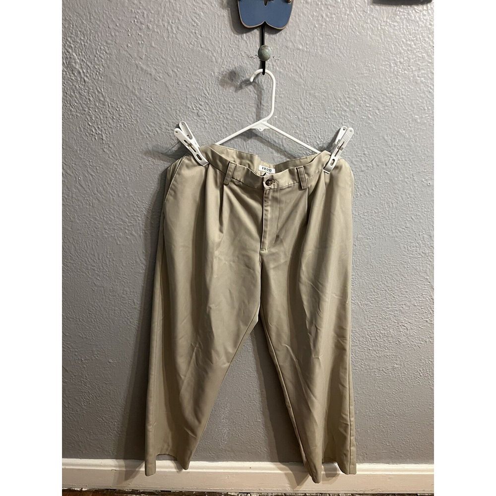 Izod Golf‎ Pants Mens 36x 30 Beige Pleated Front